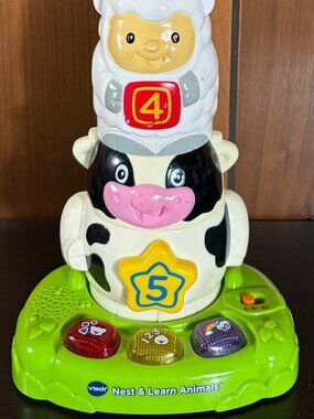VTech Nest & Learn Animals Educational Toy Color Number Cow Lights Sounds TESTED